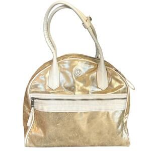 Rare Vintage Lululemon Sweat Once A Day Gym Bag Metallic Gold Discontinued